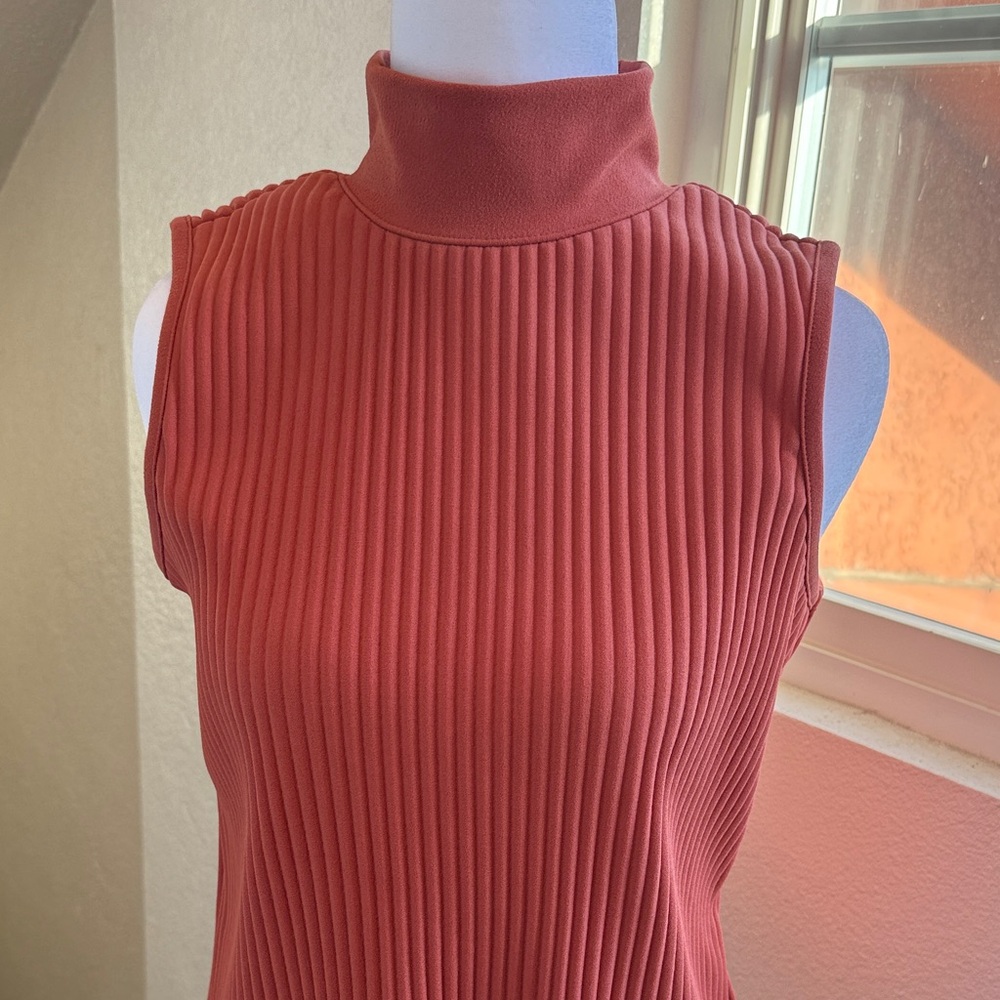 Marc New York Coral Sleeveless Ribbed Blouse